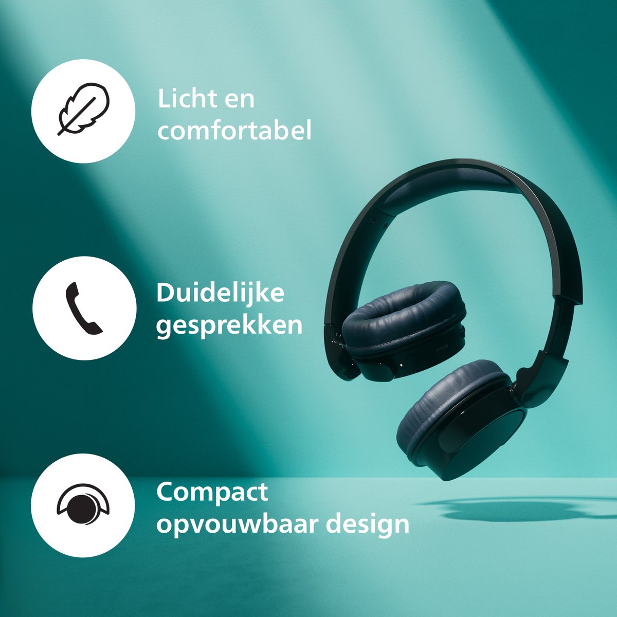 Afbeelding 3 van PHILIPS TAH3209BK Lightweight On Ear draadloze Bluetooth Headphones met Passive Noise Isolation - 25 uur afspeeltijd, natuurlijk geluid, heldere gesprekken, dynamische bass, 2 uur USB-laden - Zwart