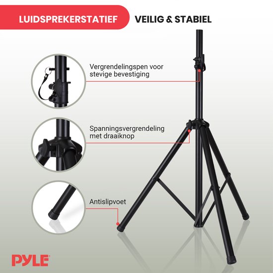 Pyle Luidspreker standaard, Speakerstatief, Monitor Stand met Verstelbare Hoogte Tot 178 cm, Opvouwbare Tripod Stand — afbeelding 2