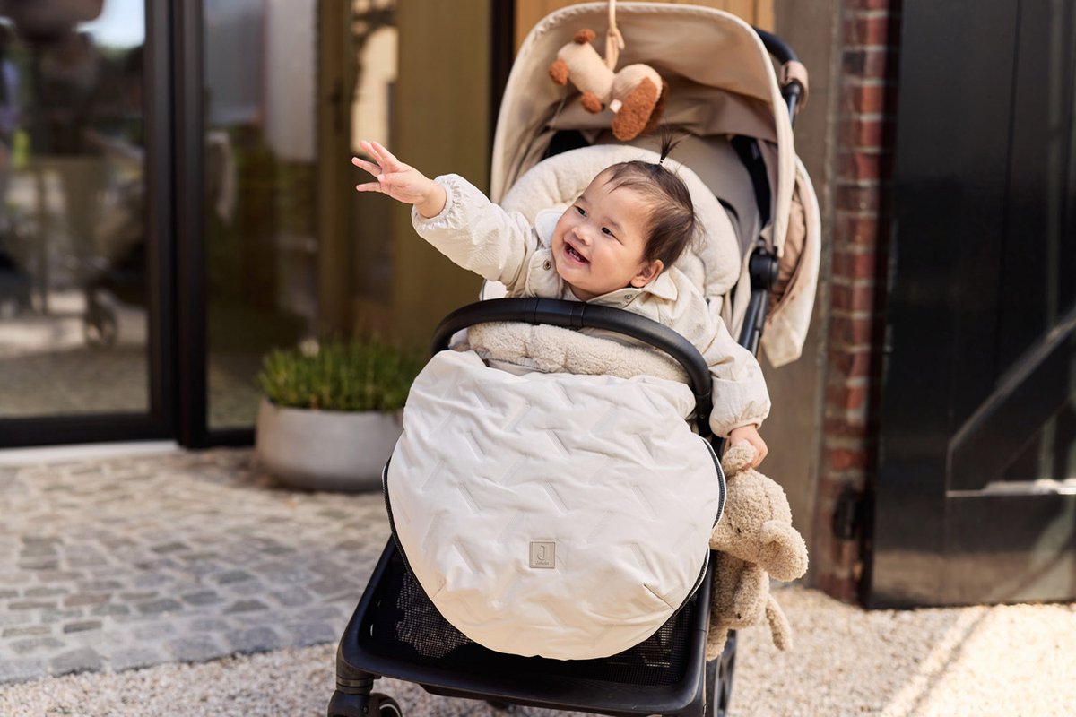 Jollein Voetenzak voor Buggy & Kinderwagen - Embossed - Polyester - 42x82cm - Sand – foto 6
