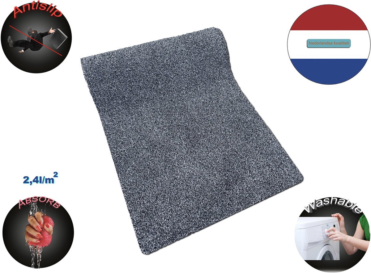 JYG Katcot SUPER ABSORB deurmat grijs 100x160cm - wasbaar - XXL tapijtloper