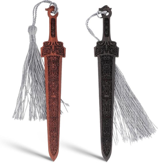 Jeffdad 2Pcs Zwaard Katana Bladwijzers Vintage Zilver Metalen Hanger Bladwijzers Unieke Boek Liefhebbers Presenteert Valentijnsdag Geschenken Bedankt Gift voor Vriend
