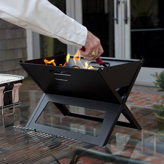 Travelhawk Houtskool BBQ - Barbecue Houtskool - Opvouwbaar - 44x32cm Grilloppervlak - Gelegeerd Staal - Zwart van Travelhawk — afbeelding 3