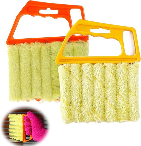Brosse de nettoyage pour stores 2 pièces - nettoyeur de lamelles - brosse de nettoyage Raffstore - brosse pour stores avec 7 lamelles - pour stores - brosse pour fenêtres - climatisation - accessoires de nettoyage