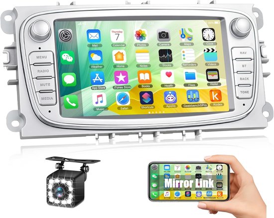 Autoradio 7" Android 13 2+64G Pour Ford Focus II, S-Max, Mondeo - Carplay Android Auto + Caméra De Recul