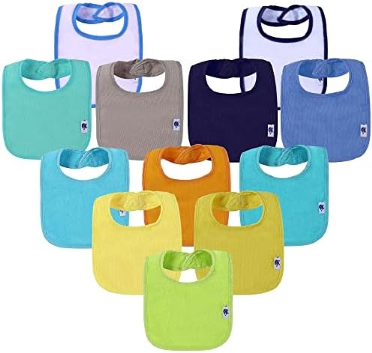 Image of 12 stuks absorberende babyslabbetjes met waterdichte laag, wasmachinebestendig, inclusief FOPSPEEN, ideaal voor babyshower cadeau - Jongens