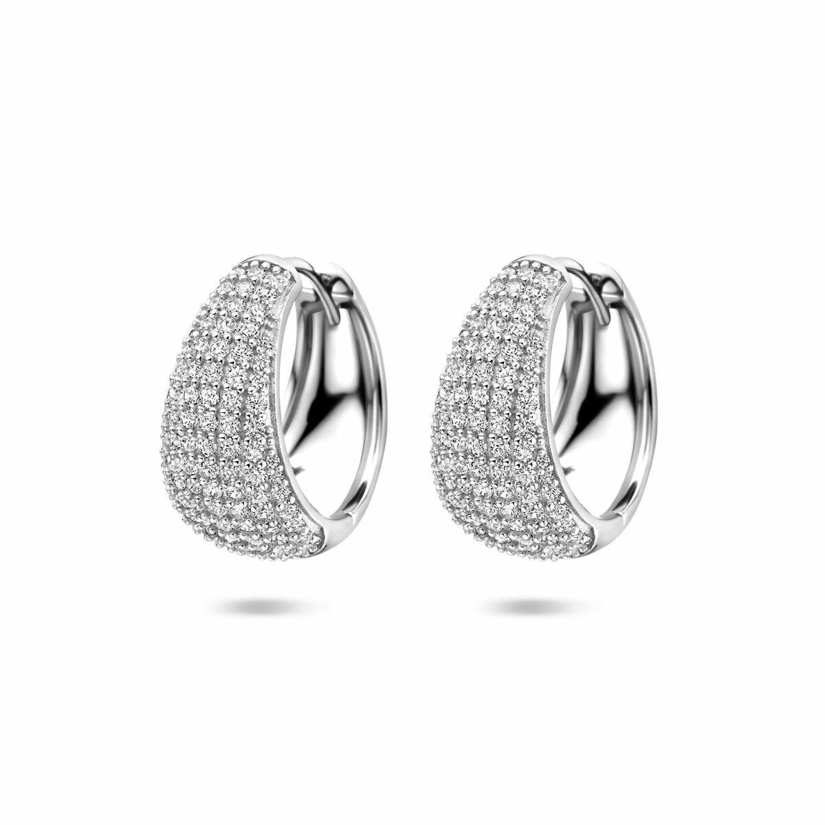 Zilveren gerhodineerde klapoorringen zirkonia 18 mm - 1341908