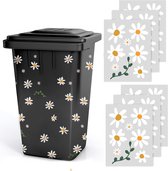 Allecto Plus - Autocollants de fleurs Afvalcontainer 6 feuilles Autocollants auto-adhésifs Poubelle extérieure avec Roues.
