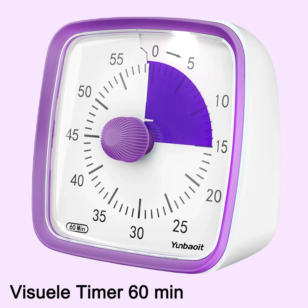 LaGloss® Visuele Afteltimer Countdown Timer Tijdklok 60 Minuten Leerklok Kind School Thuis Keuken Kantoor - Stille Timer Met Nachtlampje - Paars