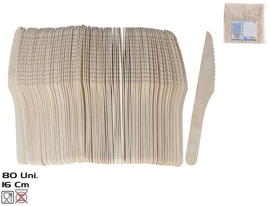 Gerimport Messen - bamboe - 160x stuks - naturel - 16 cm - verjaardag/camping/bbq