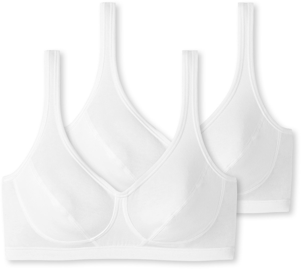 Schiesser 95/5 bralette (2-pack) - dames bustier met cups biologisch katoen wit