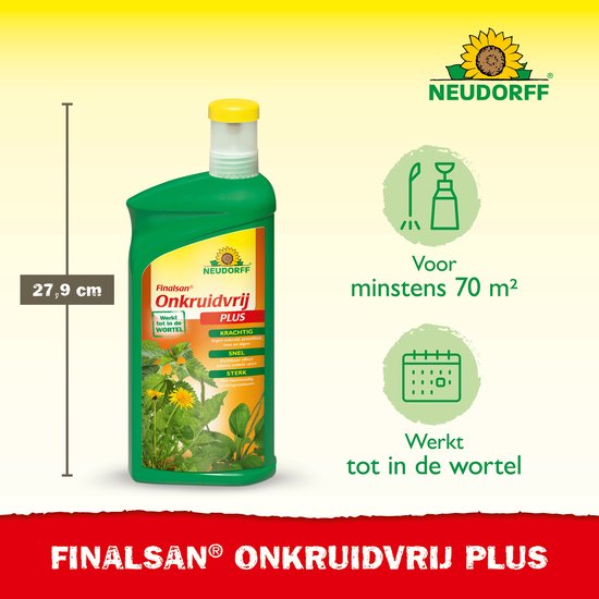 Neudorff Finalsan Onkruidvrij Plus - 1 liter Onkruidbestrijding Concentraat voor 70 m² - Onkruidverdelger tegen onkruid, zevenblad, mos en algen - Onkruidbestrijdingsmiddel voor gazon — afbeelding 3
