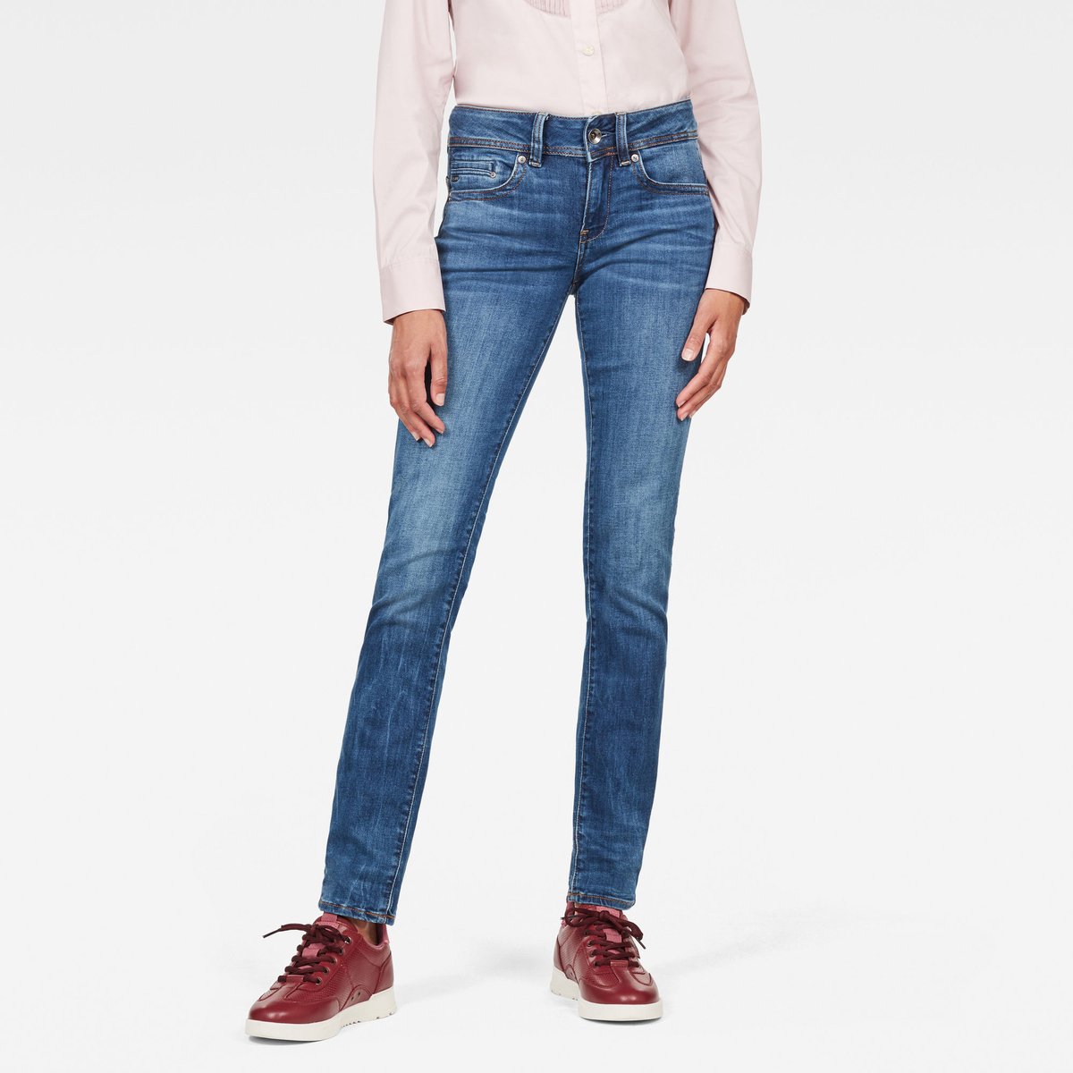 G-STAR Midge Straight Wmn Dames Jeans Medium Indigo Aged