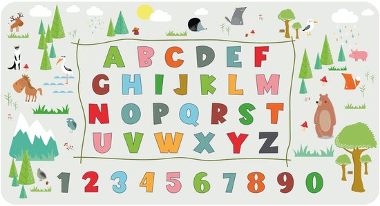 Schreibtischunterlage Lernunterlage Dino - abc & 1x1 - premium Vinyl - Made in Germany, (1 tlg), Schreibunterlage, Schreibtischauflage