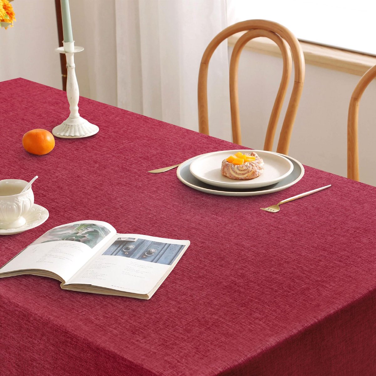 Ibenzoa® Elegant Linnenlook Tafelkleed – 135 x 260 cm – Waterafstotend Polyester