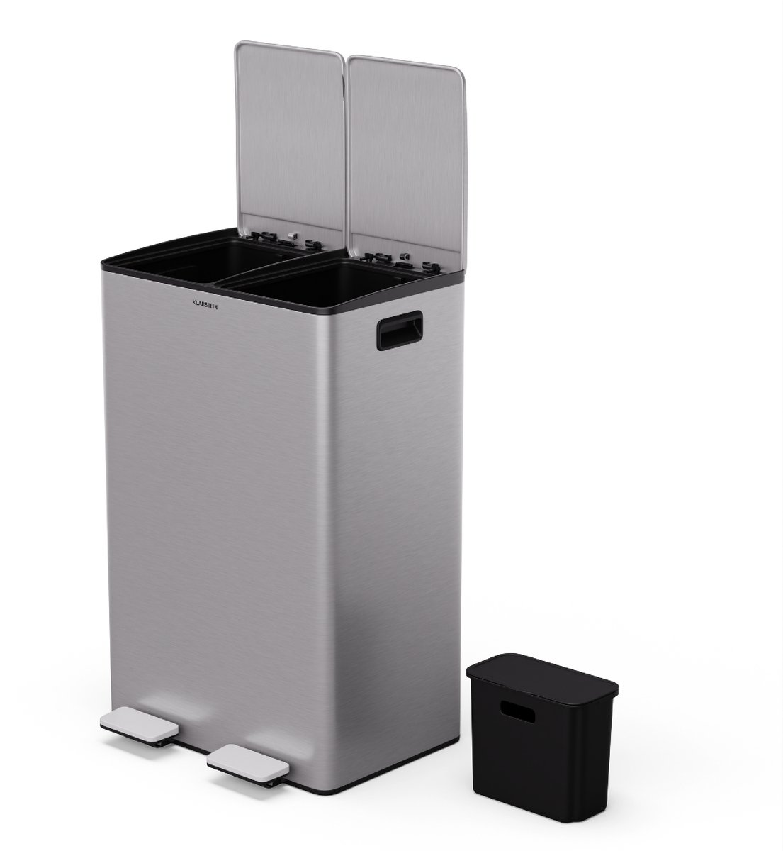 Klarstein moderne keukenafvalemmer 60 L (2x30 L), afvalscheiding, met praktische uitneembare compostbak van 3 L, soft-close technologie - stijlvolle luieremmer & keukenprullenbak in één