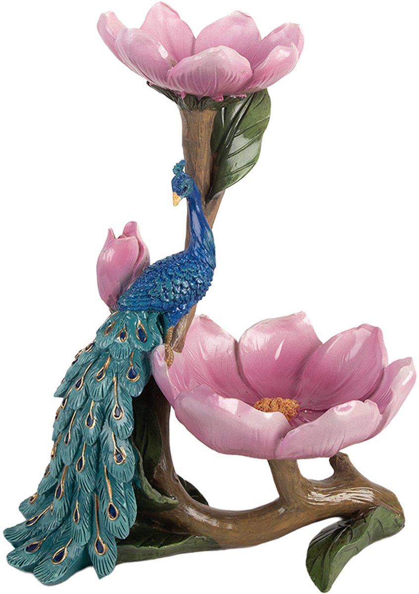 Clayre & Eef Decoratie schaal Pauw 18x12x24 cm Blauw Kunststof