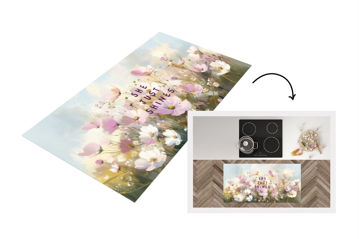 KitchenYeah Keukenloper 120x60 cm - Keukenmat vinyl Quote - Bloemen - Schilderachtig - Keukenmatten loper - Keuken vloerkleed tapijt Bloemen - Quote