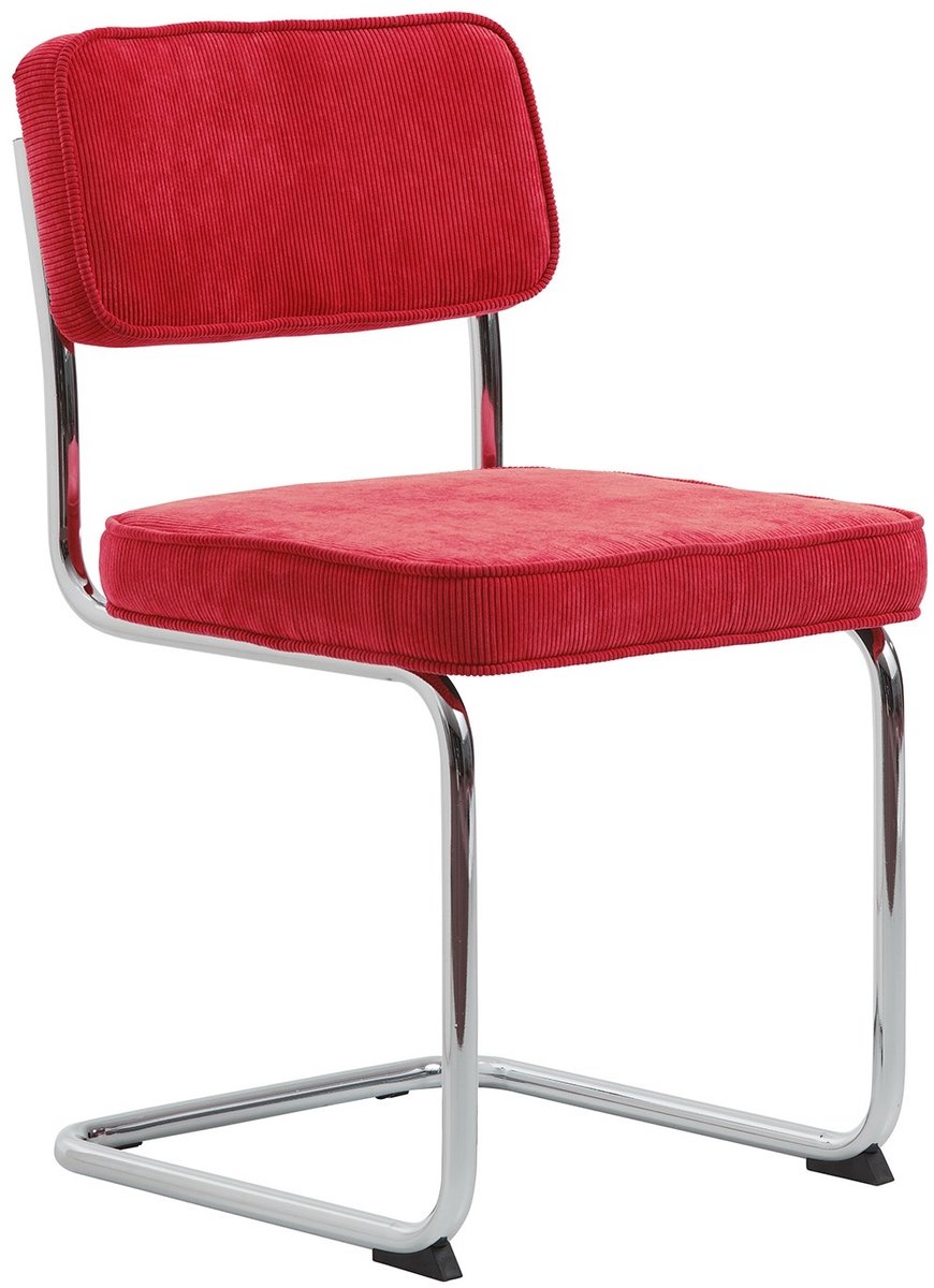 Eetkamerstoel Rupert ribstof - Rood - eetkamerstoelen set van 4