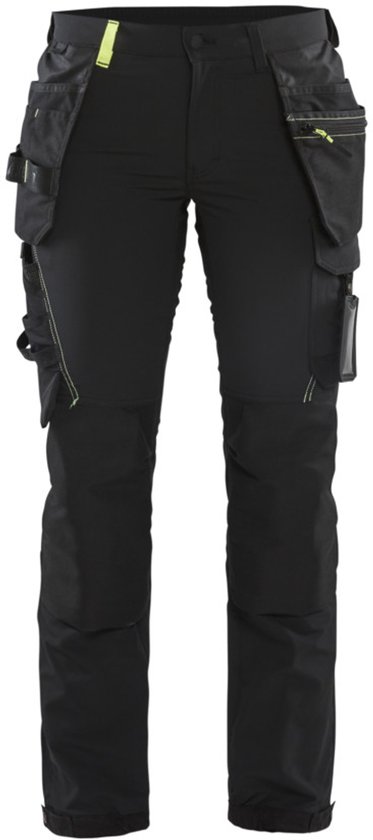 Blaklader Pantalon de travail extensible dans les 4 sens pour femmes 7192-1645 - Zwart/Jaune haute visibilité - D22