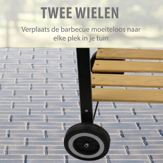 BBQ Collection Barbecue Houtskool - Houtskoolbarbecue met Wielen - Barbeque Verstelbaar Rooster en Windscherm - Barbecue met Zijtafel - Zwart van BBQ Collection — afbeelding 5