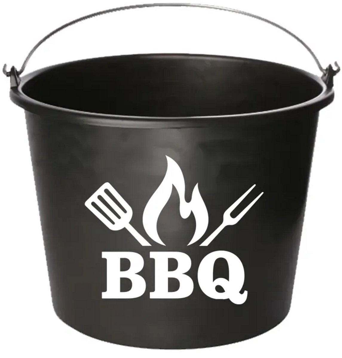 Emmer - BBQ - Cadeau emmer - met tekst - 12 liter - zwart