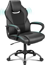 Meisterhome® Ergonomische bureaustoel - Metalen Onderstel - met wieltjes - - Gamestoel – Draaistoel – Wipfunctie – Hoogteverstelling - Gevoerde armleuningen - Executive stoel - Zwart