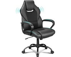 Meisterhome® Ergonomische bureaustoel - Metalen Onderstel - met wieltjes - - Gamestoel – Draaistoel – Wipfunctie – Hoogteverstelling - Gevoerde armleuningen - Executive stoel - Zwart