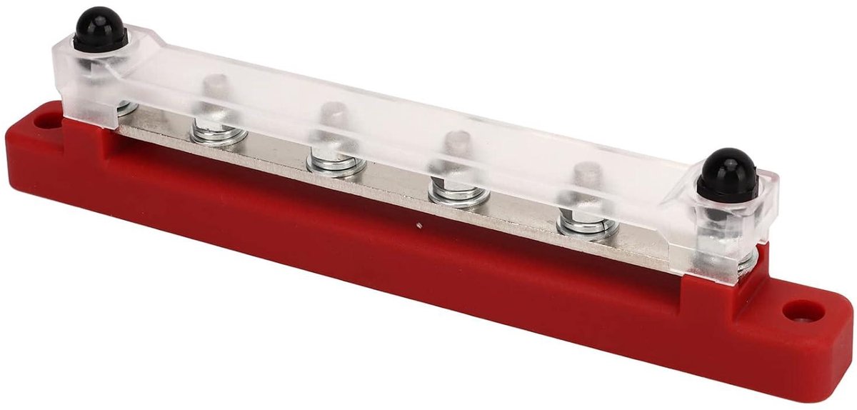 Stroomverdeelblok 6 Klemmen DC 12V‑48V Bus Bar 150A voor Boot (Rood) - Ideaal voor Boot Elektrische Systemen