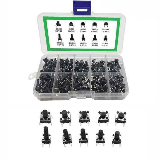Tactiele drukknoppen zwart - 2 stuks