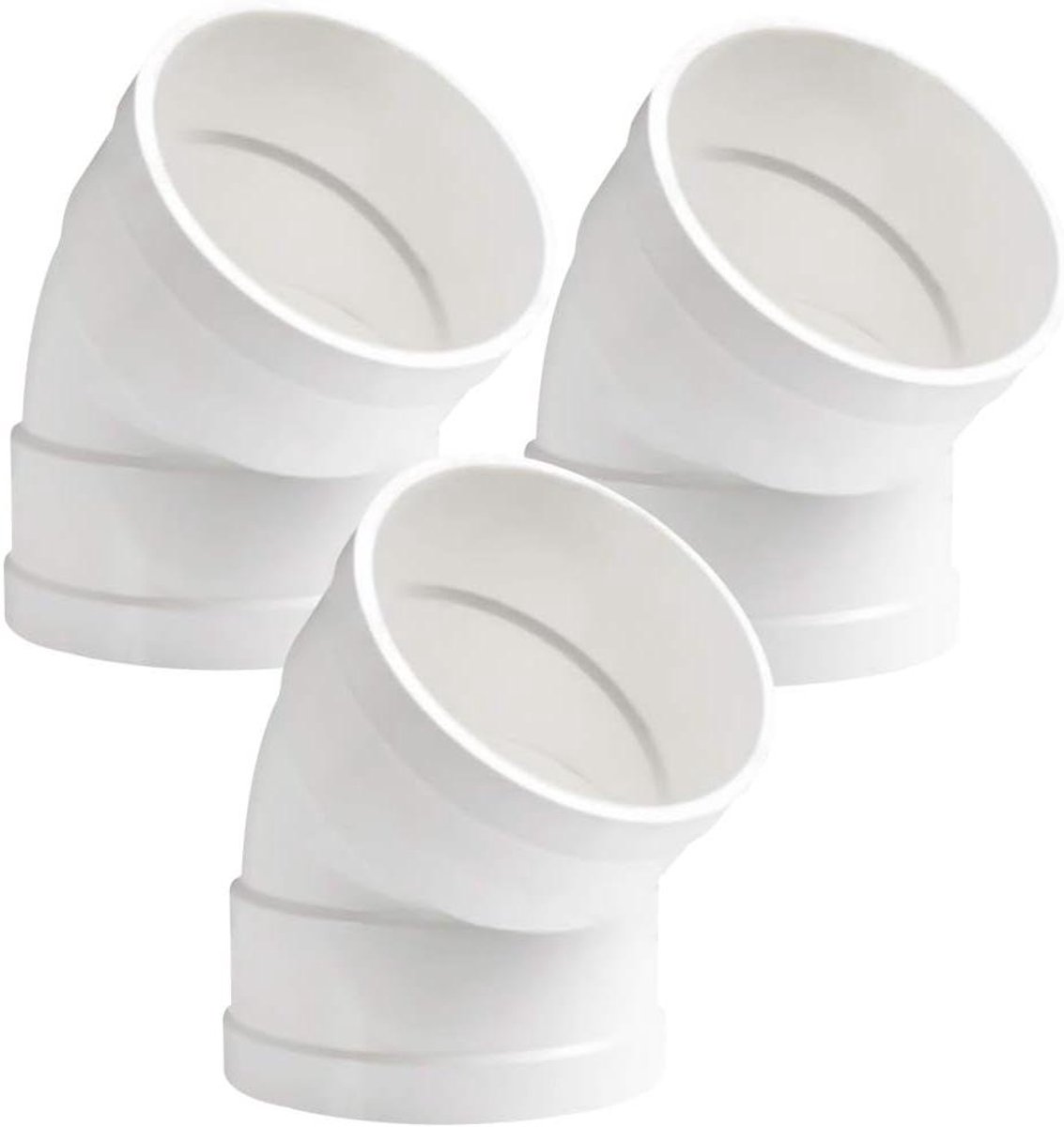 Allecto Plus - 3-delige PVC pijpfitting set met 45 graden elleboog - Wit - 50mm