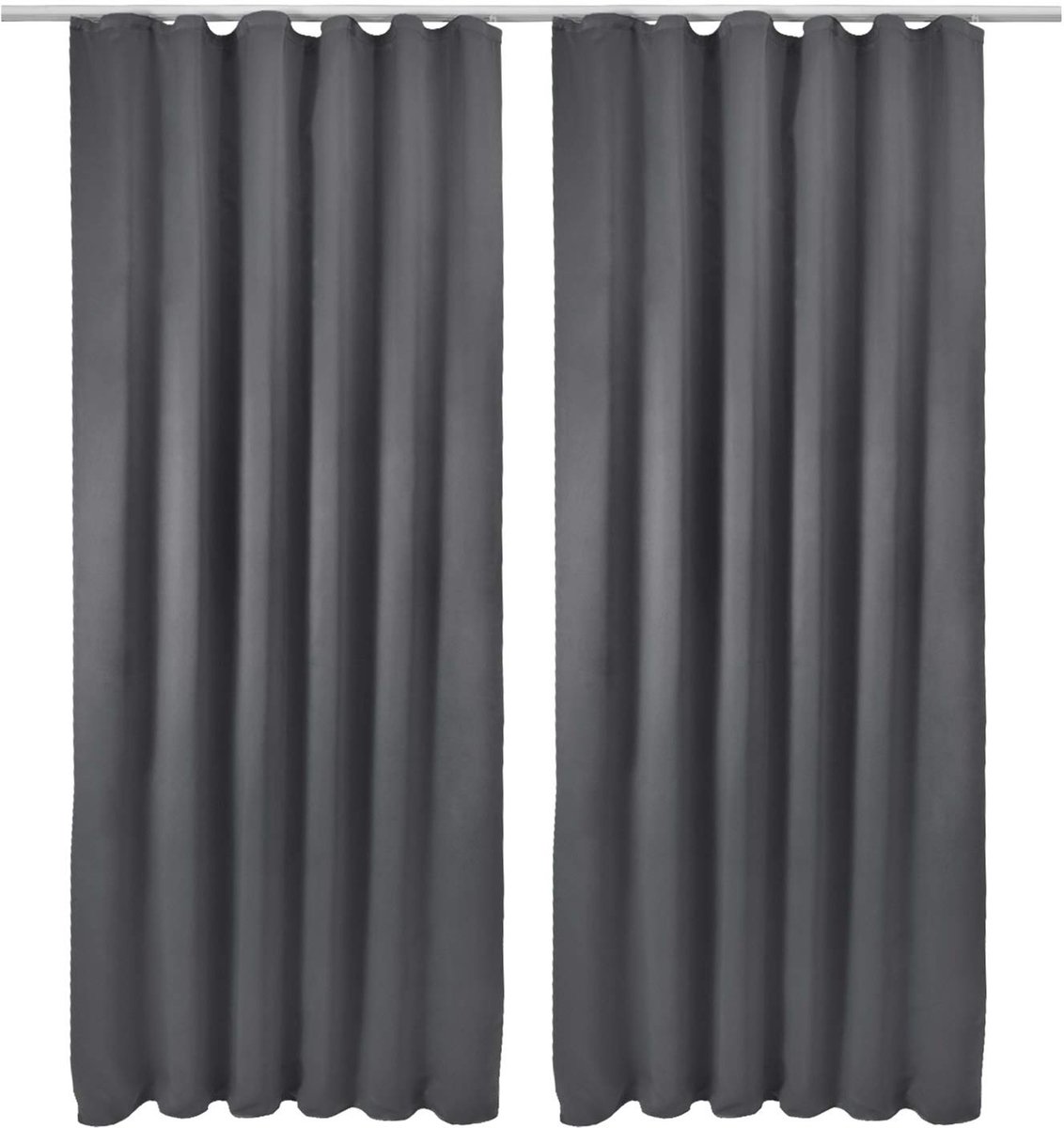 Ibenzoa® Set van 2 Moderne Verduisteringsgordijnen met Plooiband, Antraciet, 140 x 245 cm voor Grote Ramen