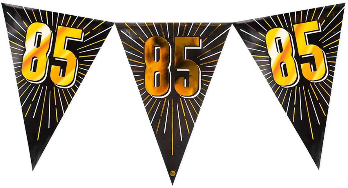 Vlaggenlijn 85 jaar | 5 meter | 15 vlaggen | Zwart Goud