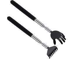 Allecto Plus - Uittrekbare metalen rugkrabber voor hoofd en rug - Set van 2 - Roestvrij staal - Telescopisch - Ontspannende massage - Verlicht jeuk