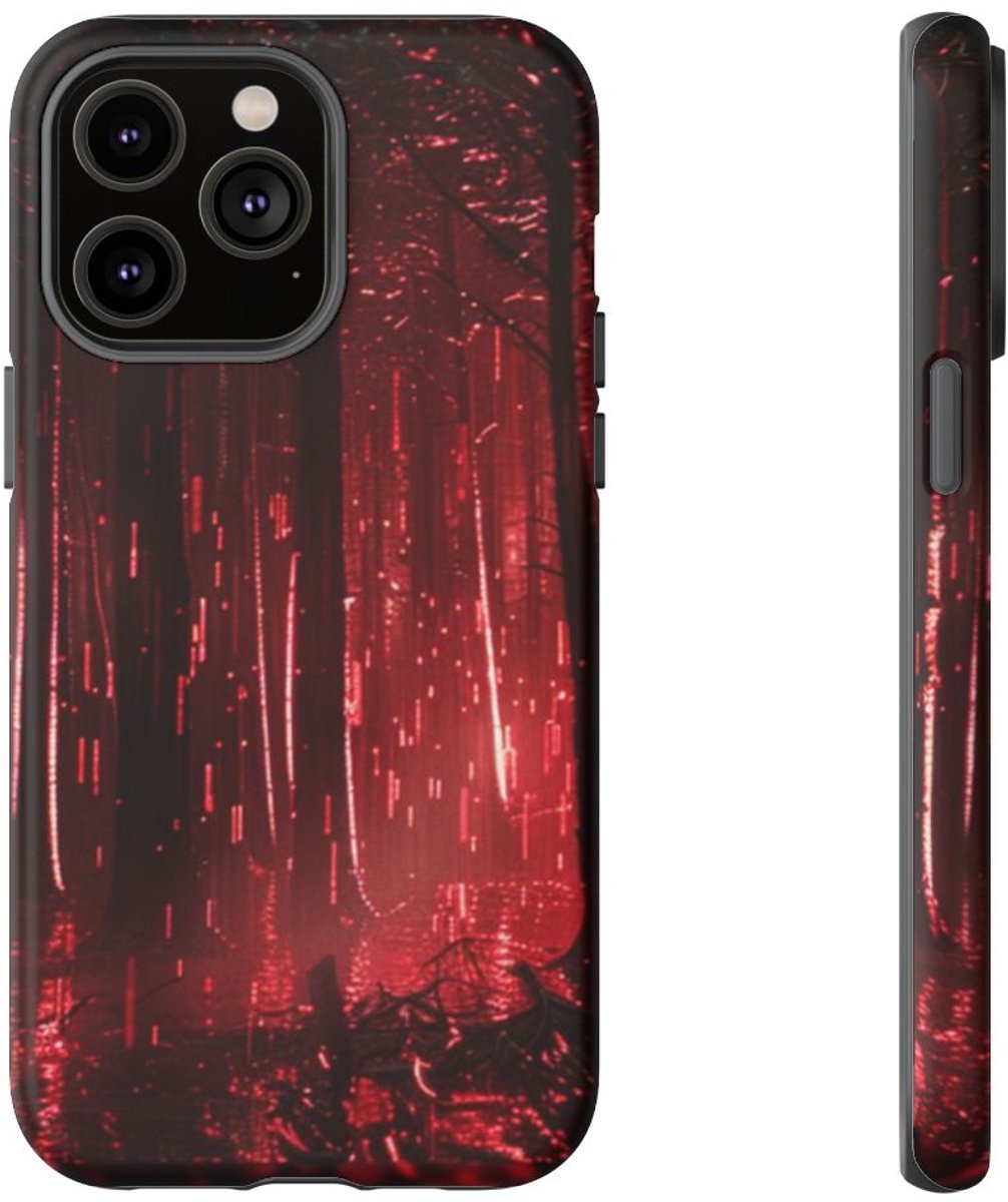 Donkerrood Verlichte Bos – Telefoonhoesje Geschikt voor iPhone 14 Pro Max