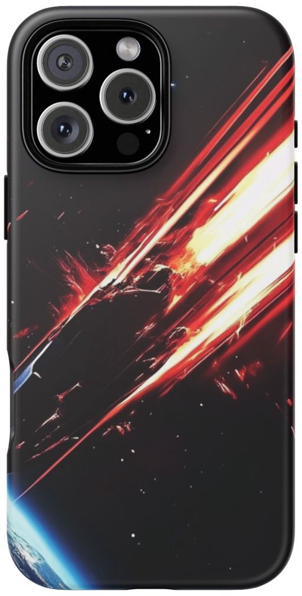 Vurige Meteoor Richting Aarde – Telefoonhoesje Geschikt voor iPhone 16 Pro Max