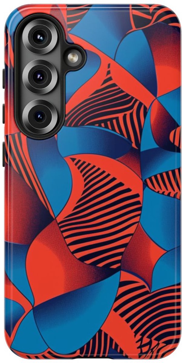 Levendig Rood-Blauw Abstract Patroon – Telefoonhoesje Geschikt voor Samsung Galaxy S25