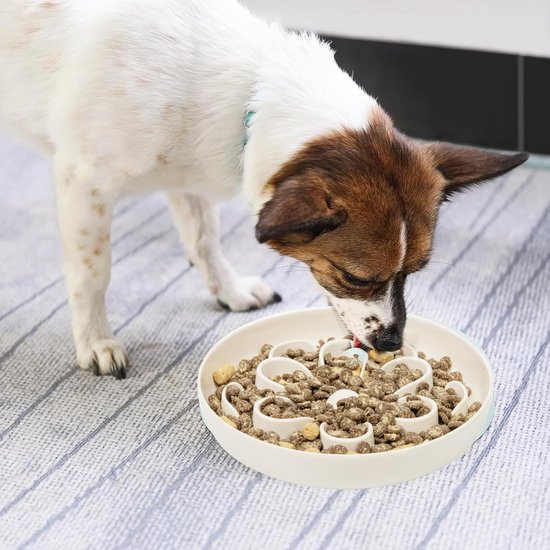 Anti-schrokbak Met Antislip Bodem En Bloembarrières Voor Katten En Honden Wit