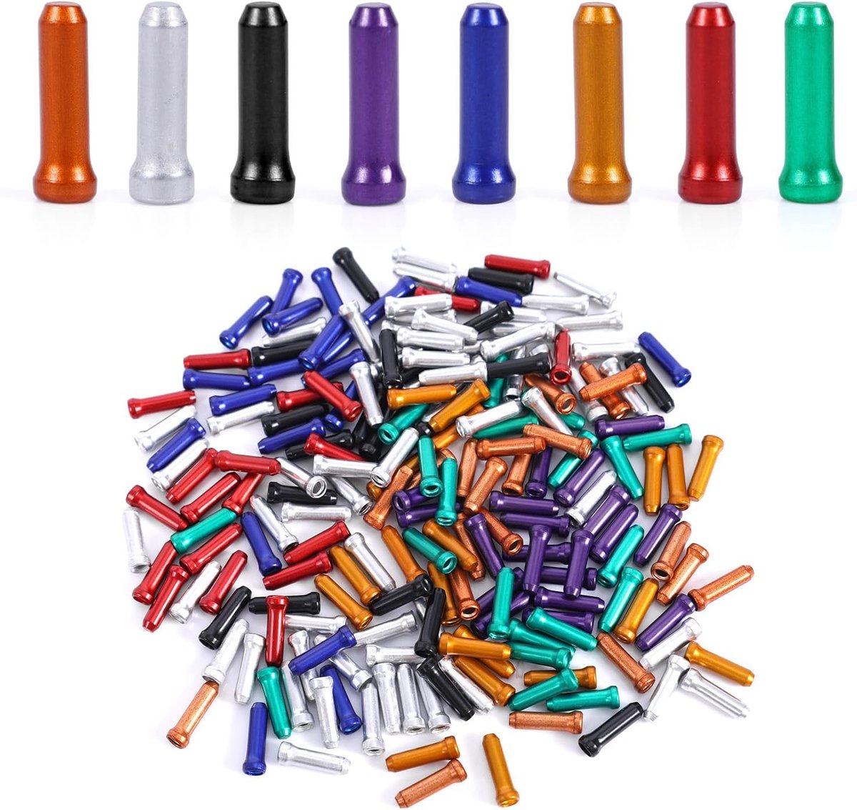 Image of 200st Eindkappen voor Fietskabels, Eindkappen voor fietsremkabels Uiteinden voor Fietskabels Eindkappen voor Remkabelbehuizing voor Racefietsen en Mountainbikes (8 Kleuren)
