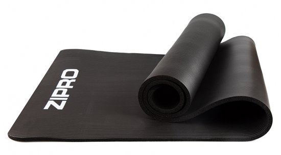 Zipro® Trainingsmat, 180 cm x 60 cm x 1 cm, Bestand tegen vervorming, Vochtbestendigheid, Synthetisch NBR-schuim, Transportgreep, Zwart