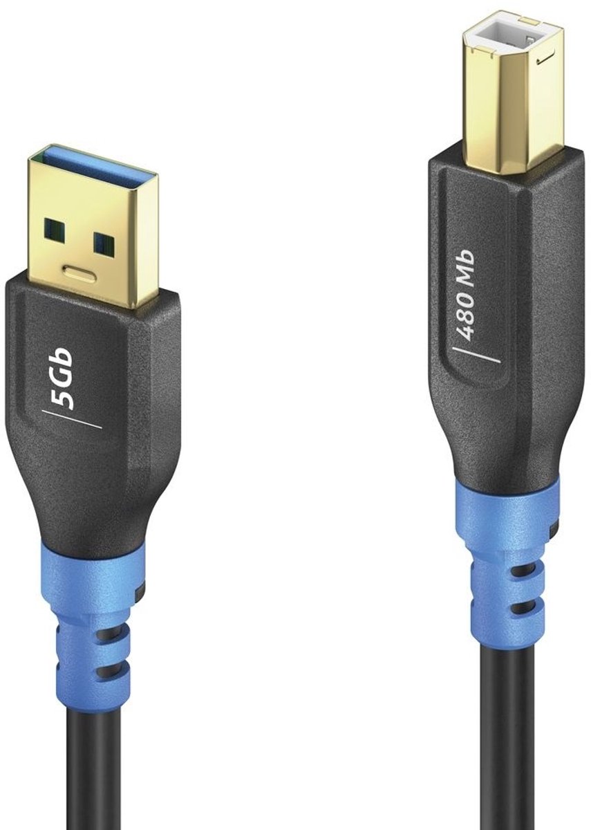 PureLink FI-U200-020 USB-kabel USB 2.0 2 m USB A USB B Zwart, Blauw