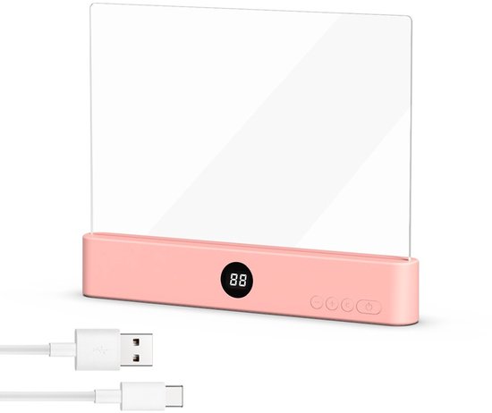 Lampe de lecture portable, lampe de lecture plate avec minuterie, lampe de lecture à panneau Bright Light , protection des yeux, intensité variable, pour lecture au coucher, Boek nocturne, voiture (rose)