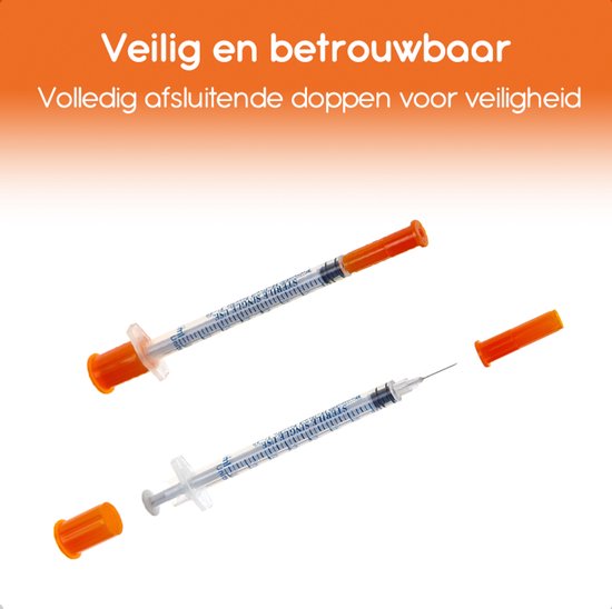 Romed 3-delige insulinespuit met naald 10 stuks - diabetes - 29G x 0,5mm