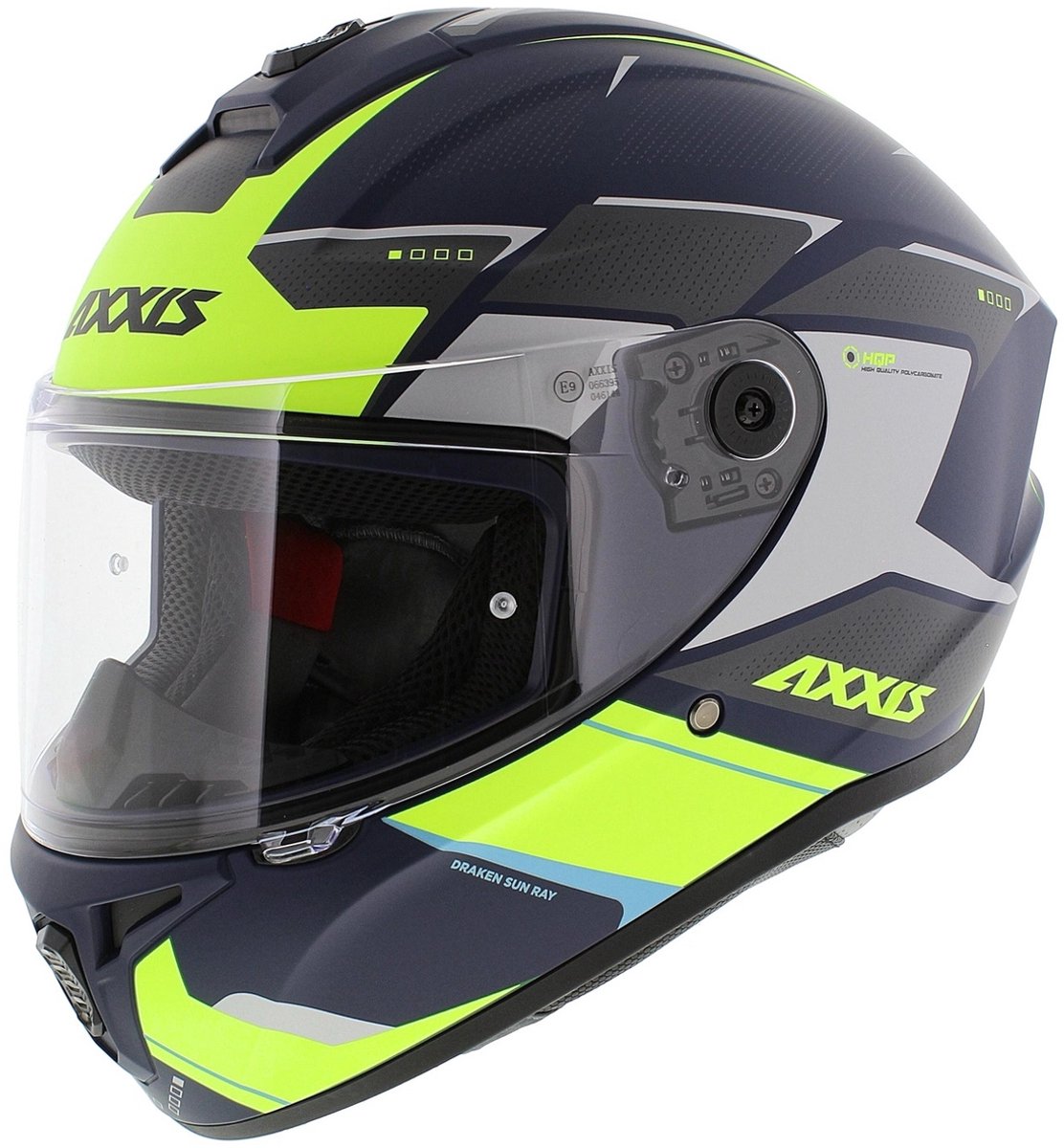 Axxis Draken S helm Sunray mat blauw geel grijs - Maat L