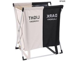 RFWR® Wasmand 2 Vakken voor Donkere en Lichte Was - 60 Liter Opvouwbaar - Ideaal voor Kleur Sorteren