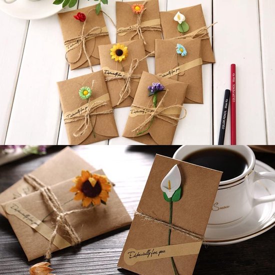 10Pcs Kerst Wenskaarten Gedroogde Bloemen Beste We... – Vicedeal