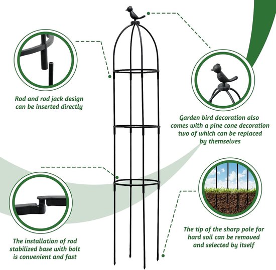 Tuin klimplant obelisk, houten obelisk, rustieke en stabiele dennenpiramide obelisk, een geweldige ondersteuning voor klimplanten
