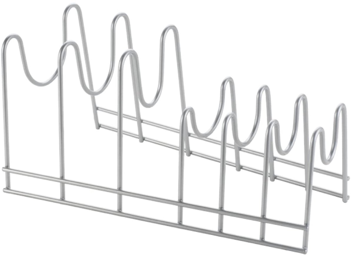 Ibenzoa® Ruimtebesparende zilverkleurige pannendekselhouder voor maximaal zes deksels met metalen constructie