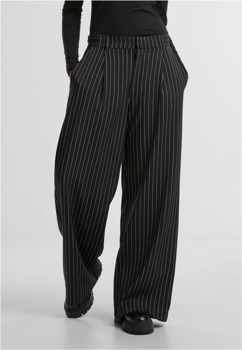 Urban Classics Pinstripe Wijde broek Taille 28 inch Grijs