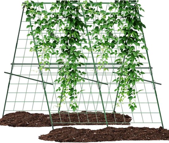 Relaxdays plantensteun metaal, set van 3, 152 cm, voor clematis, druiven etc, plantenrek voor klimplanten, roodbruin