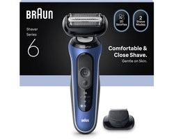 Braun Series 6 Elektrisch Scheerapparaat - +1 Opzetstuk - 62-B1200S - Blauw - Scheerapparaat voor Mannen